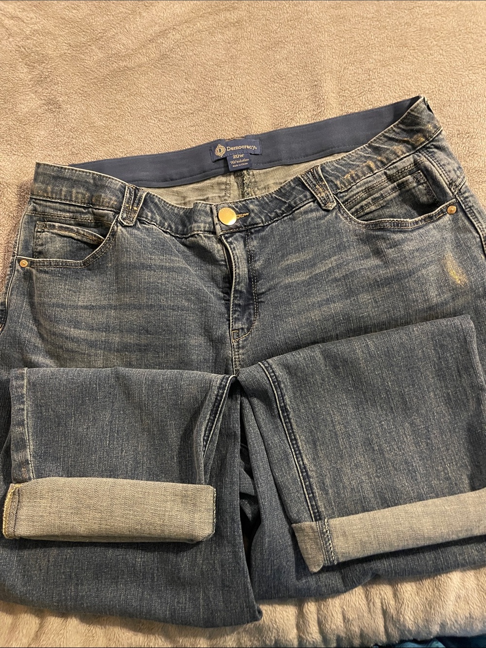 Democracy Boyfriend Jeans in Vintage Blue with Rolled Cuffs